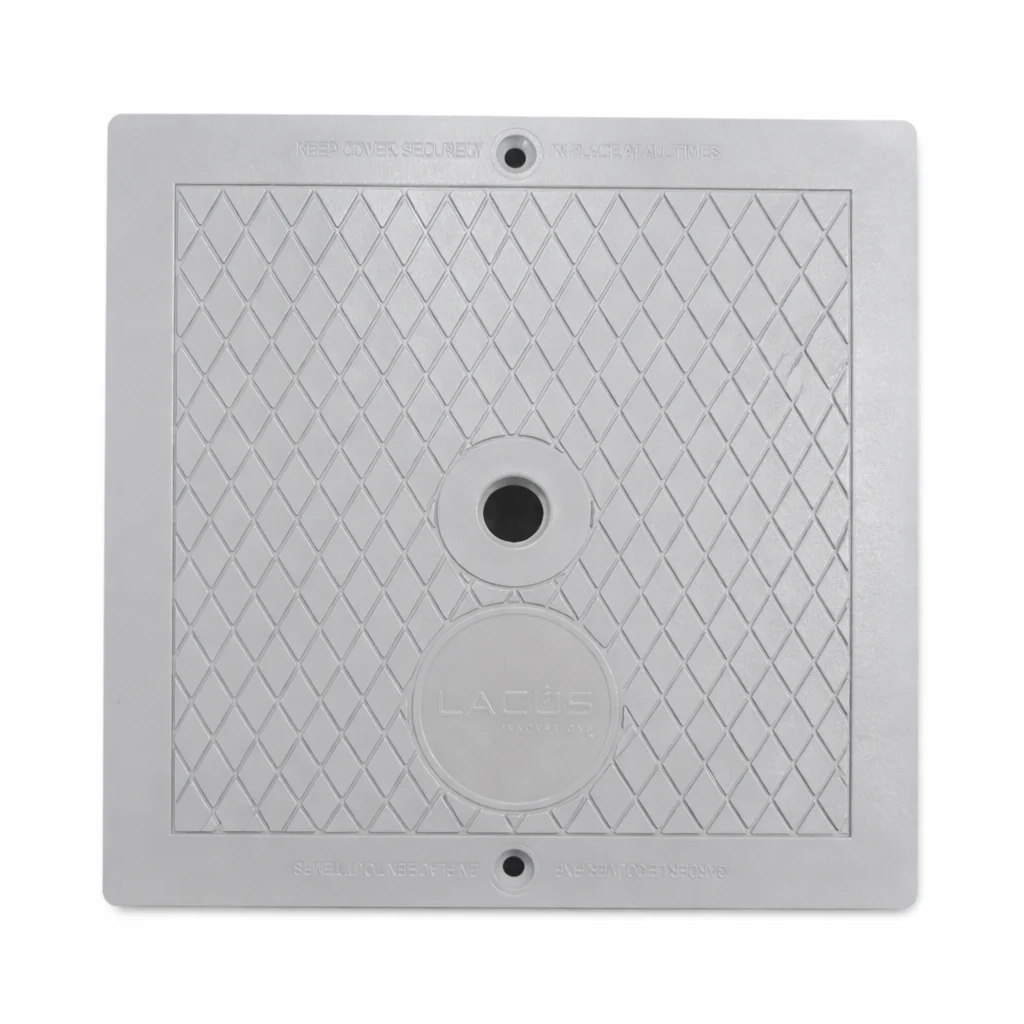 Couvercle d’écumoire carré gris pour piscine creusée – Modèle 140-1013