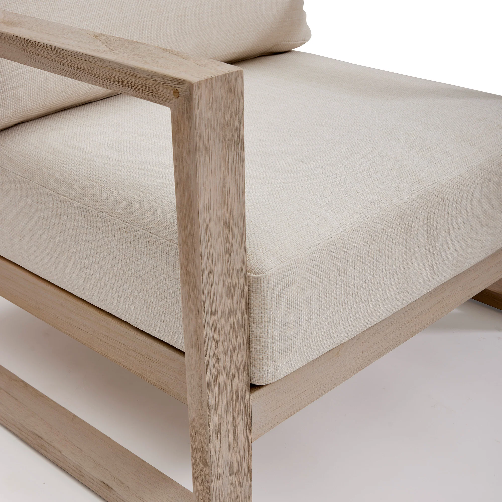 Genève fauteuil en teck blanchi et coussin crème - Démonstrateur avec imperfections - Image 2
