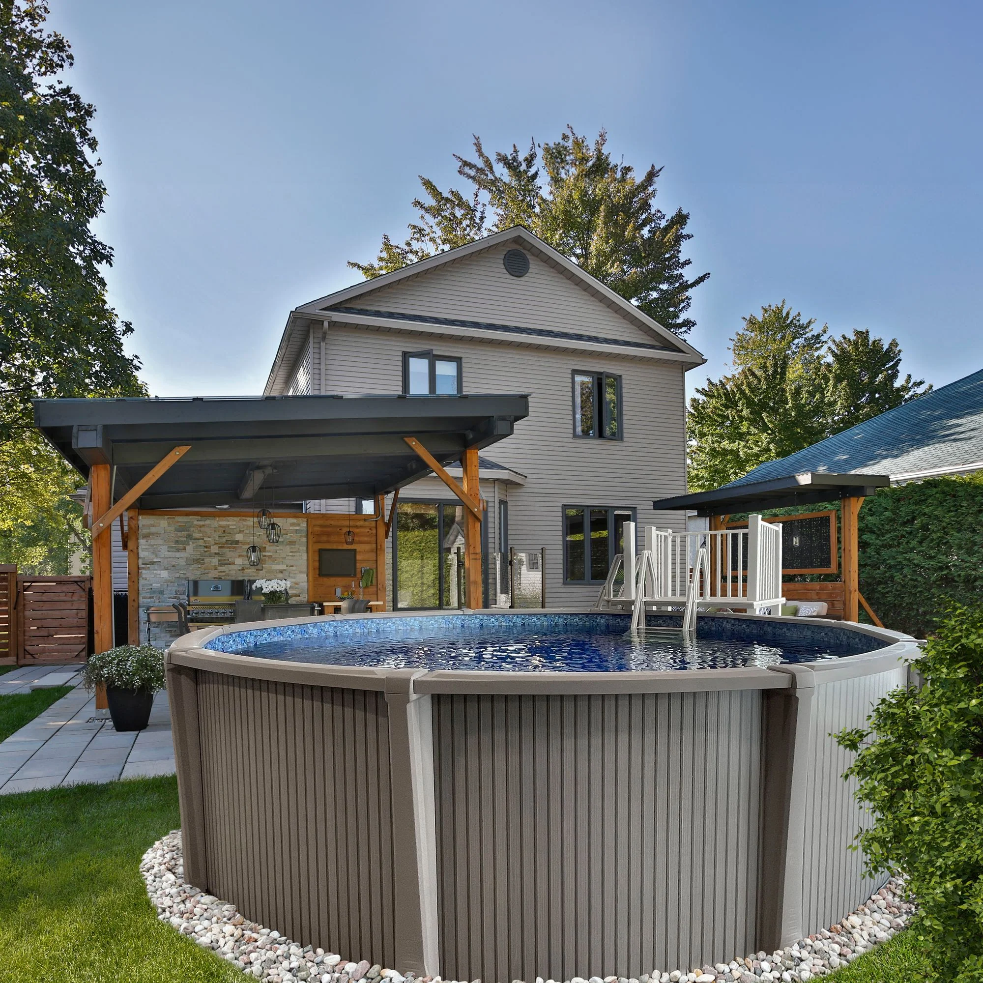Piscine hors terre 12' avec toile cubic - Trévi Matrix
