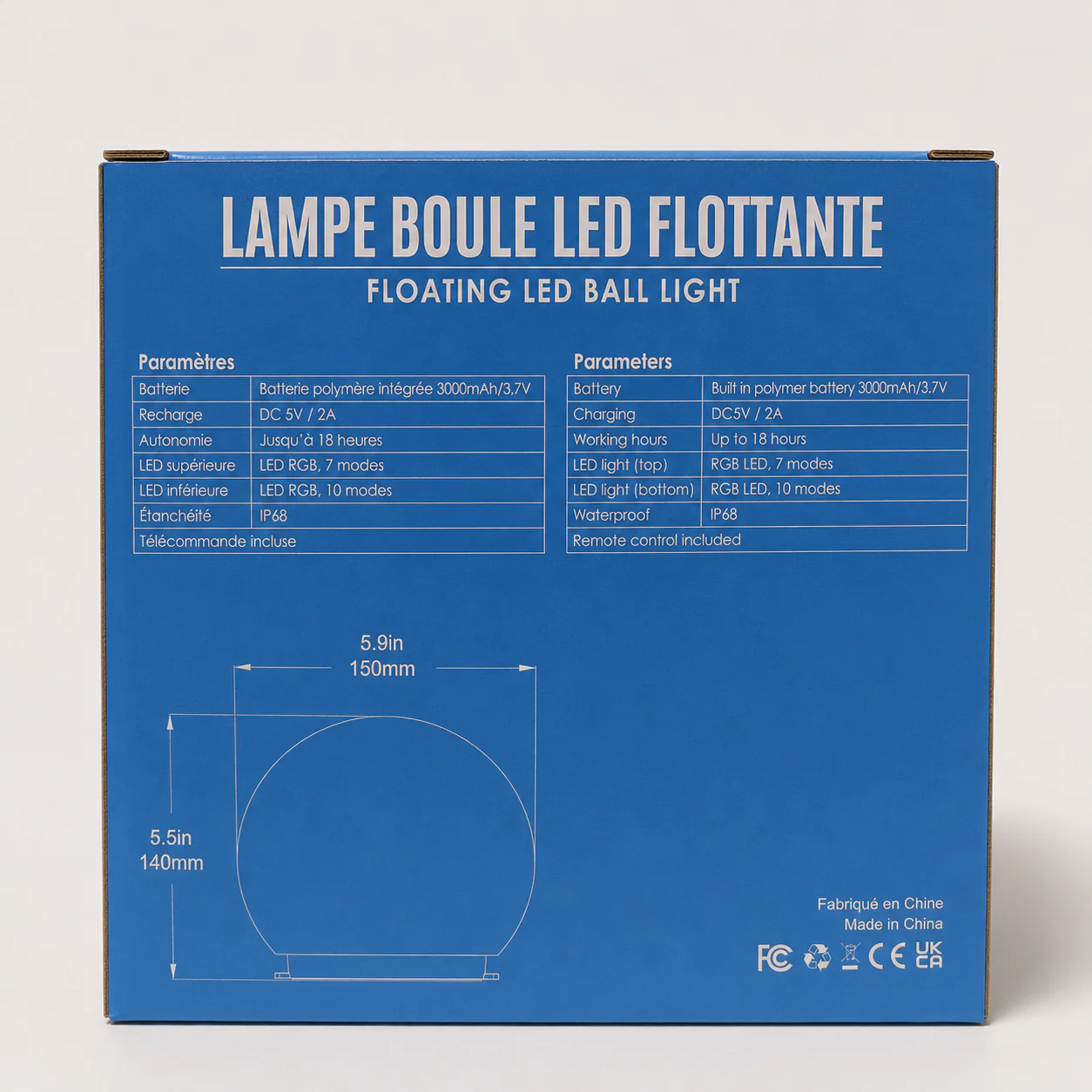 Lumière LED flottante en boule pour piscine et spa - CT223W - Image 3